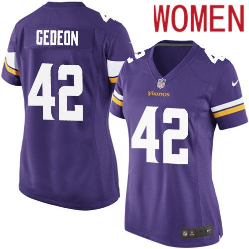 Women Minnesota Vikings 42 Ben Gedeon Nike Purple Game Player NFL Jersey